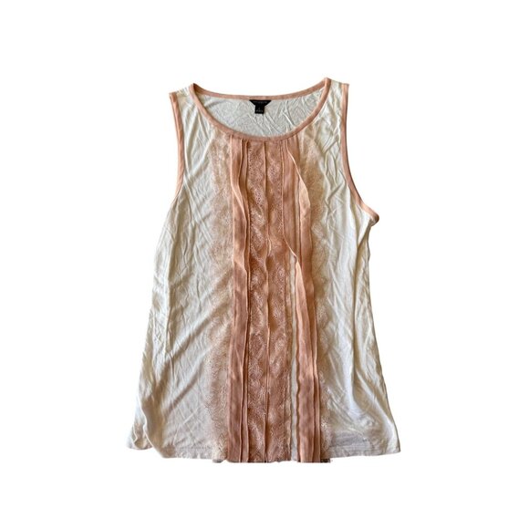 Ann Taylor Tops - Ann Taylor Womens Sleeveless Ivory & Peach Blouse Size L Lightweight Polyester
